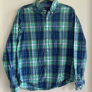 American Eagle Outfitters Blue and Green Checkered Shirt